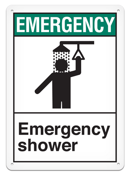 EMERGENCY SHOWER ANSI style Safety Sign (10in x 14in) | Incom Signs | All Safety