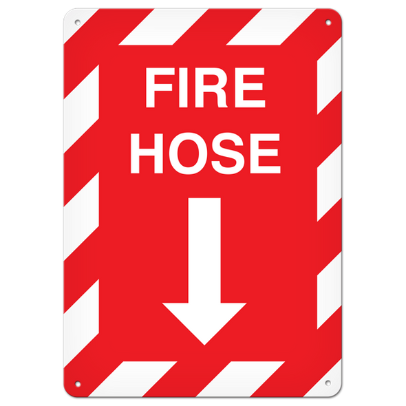 FIRE HOSE with Arrow Fire Safety Equipment Safety Sign (10 in X 14 in) (Pack of 15) | Incom Signs | All Safety