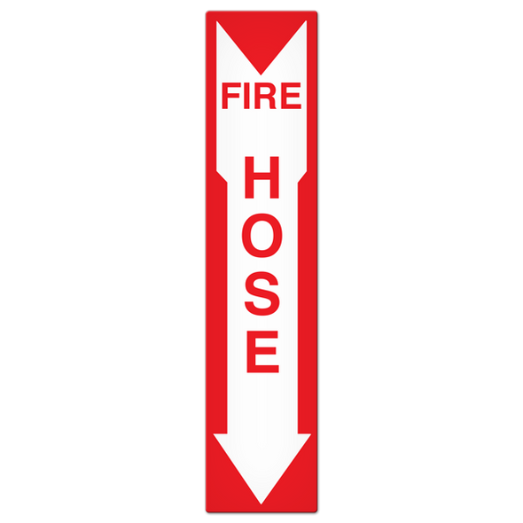 FIRE HOSE with Arrow Fire Safety Equipment Safety Sign (4 in x 18 in) | Incom Signs | All Safety