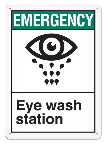 EMERGENCY EYE WASH STATION ANSI style Safety Sign (10in x 14in) | Incom Signs | All Safety