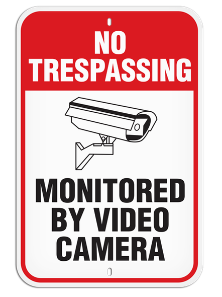 NO TRESSPASSING MONITORED BY VIDEO CAMERA Aluminum Reflective Parking Sign (12 in x 18 in) | Incom Signs | All Safety