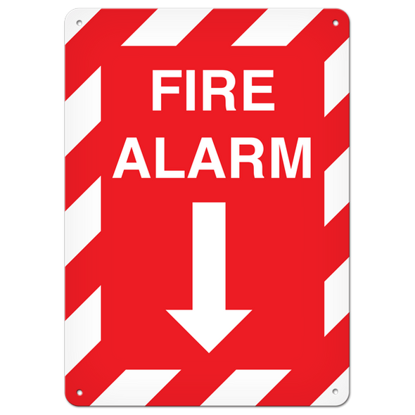 FIRE ALARM with Arrow Fire Safety Equipment Safety Sign (10 in X 14 in) | Incom Signs | All Safety
