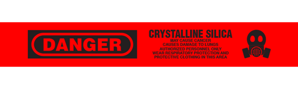 Red/Black DANGER CRYSTALLINE SILICA Barricade Message Safety Tape (3 in x 1,000 ft) 12 /case | Incom Signs | All Safety