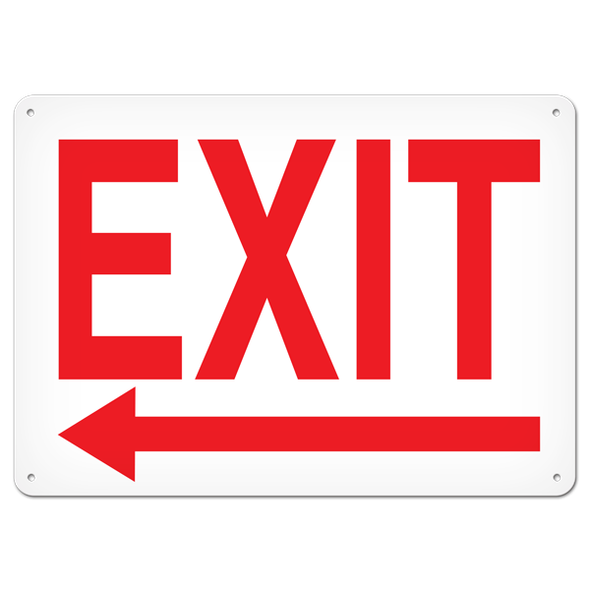 EXIT with LEFT ARROW Egress Marking Safety Sign (10 in X 14 in) | Incom Signs | All Safety