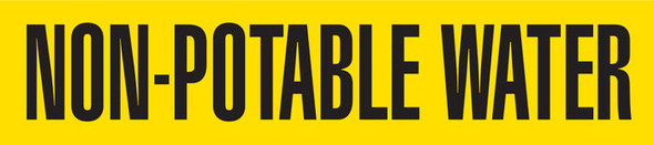 NON-POTABLE WATER Black on Yellow Pipe Marker Adhesive Labels on a roll (2 in x 54 ft) | Incom Signs | All Safety