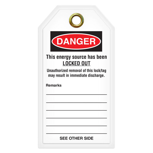 DANGER LOCKED OUT Safety Tag (3.375 in x 5.875 in) 12 /pkg | Incom Signs | All Safety