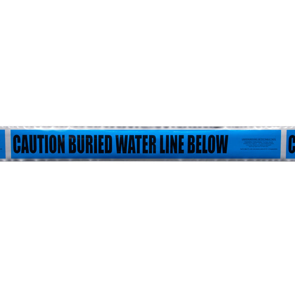 CAUTION BURIED WATER LINE BELOW Blue/Black Detectable Underground Utility Marking Warning Roll Tape (1,000 ft) | Incom Signs | All Safety