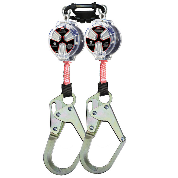 Double Leg Web Self-Retracting Lifeline With Dual SRL Connector and Medium Snap Hook - 6' (1.8m) | Dynamic Safety | All Safety