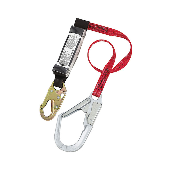 Polyester Single-Leg Fixed Lanyard with Energy Absorber, Snap Hook and Scaffold Hook Connectors - 1" | Dynamic Safety | All Safety