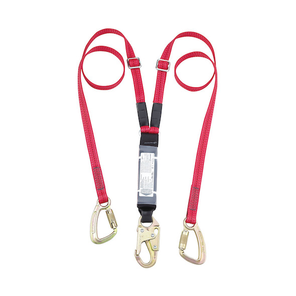 Polyester Double-Leg Fixed Y-Lanyard with Energy Absorber, Snap Hook and Two Rebar Connectors - 1" | Dynamic Safety | All Safety