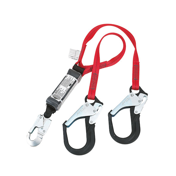 Polyester Double-Leg Fixed Y-Lanyard with Energy Absorber and Three Aluminum Snap Hook Connectors - 1" | Dynamic Safety | All Safety
