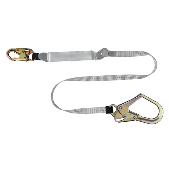 Polyester Single-Leg Fixed Lanyard with Energy Absorber, Snap Hook and Scaffold Hook Connectors - 1" (FPY73314) | Dynamic Safety | All Safety