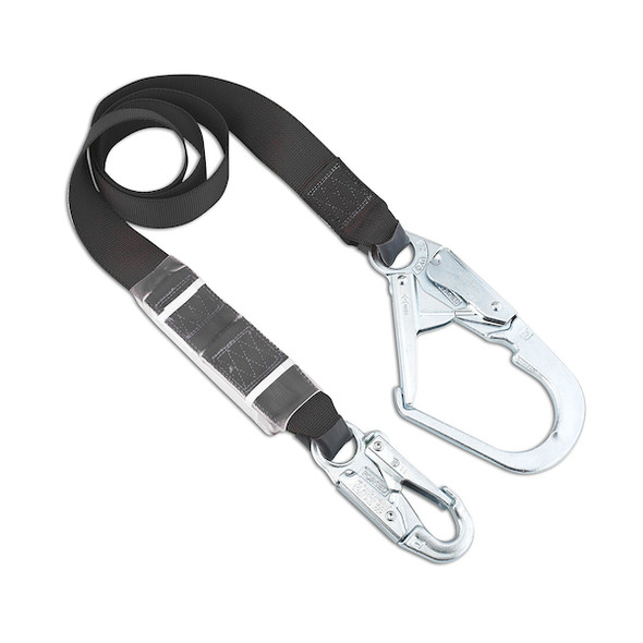 Polyester Fixed Single-Leg Lanyard with Energy Absorber, Snap Hook and Large Hook Connectors - 1.75" wide Polyester | Dynamic Safety | All Safety