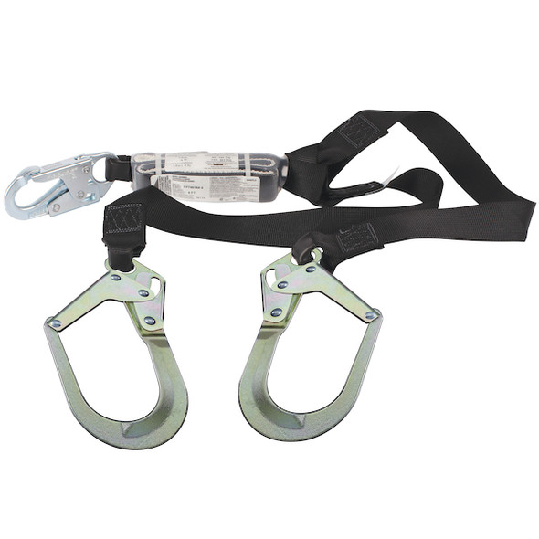 Polyester Fixed and Continuous Y-Lanyard with Energy Absorber, Snap Hook and Rebar Hook Connectors - 1.75" | Dynamic Safety | All Safety