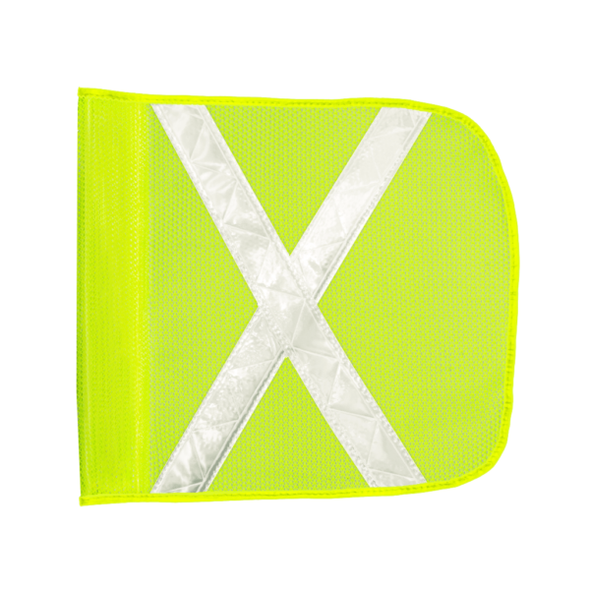 Heavy Duty Fluorescent Yellow Mesh Safety Flag (White X) | Driver Industrial Safety | All Safety