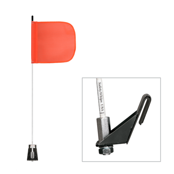 Light Duty Whip with 11.5"x11.5" Orange Mesh Flag and a Window Bracket Mounting Base | Driver Industrial Safety | All Safety