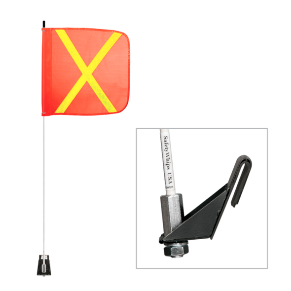 Light Duty Whip with 16"x16" Orange Flag and a Window Bracket Mounting Base | Driver Industrial Safety | All Safety