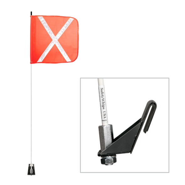 Light Duty Whip with 16"x16" Orange Flag and a Window Bracket Mounting Base | Driver Industrial Safety | All Safety