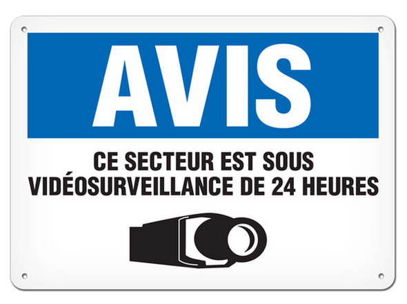 OSHA Safety Sign | Avis Propriete Surveillance 24 Heures | INCOM SSF4061
