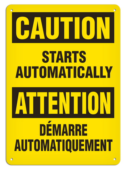 OSHA Safety Sign | Caution E/F Start | INCOM SS6013