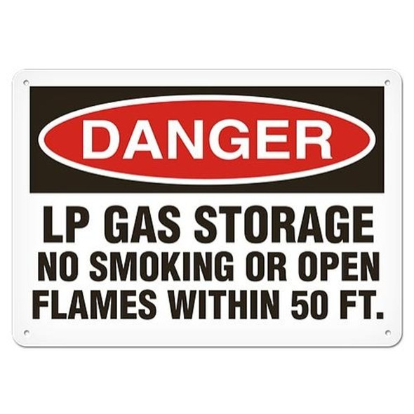 OSHA Safety Sign | Danger LP Gas Storage No Smoking Or Open Flames Within 50 FT. | Incom Signs | All Safety