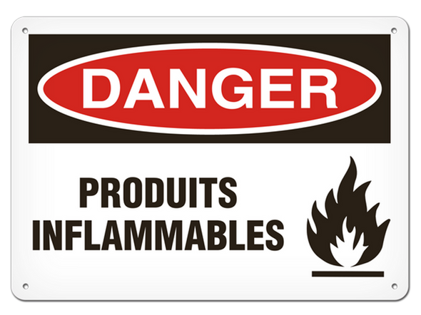 OSHA Safety Sign | Danger Matieres Infl | INCOM SSF1029V, SSF1029A, SSF1029P, SCF1029V, SCF1029A, SCF1029P, SAF1029V, SAF1029P