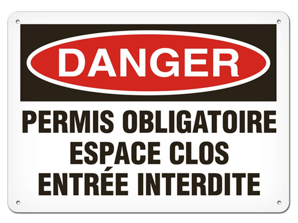 OSHA Safety Sign | Danger Permis Obligatoire Espace Clos | INCOM SSF1085V, SSF1085A, SSF1085P, SCF1085V, SCF1085A, SCF1085P, SAF1085V, SAF1085P