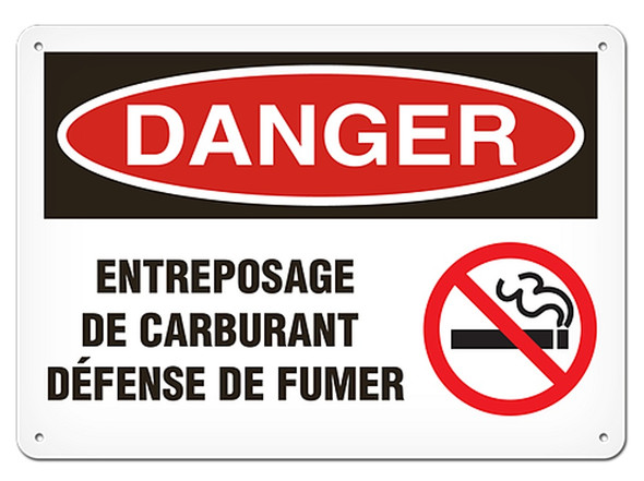 OSHA Safety Sign | Danger Stockage De Carburnat | INCOM SSF1070V, SSF1070A, SSF1070P, SCF1070V, SCF1070A, SCF1070P, SAF1070V, SAF1070P