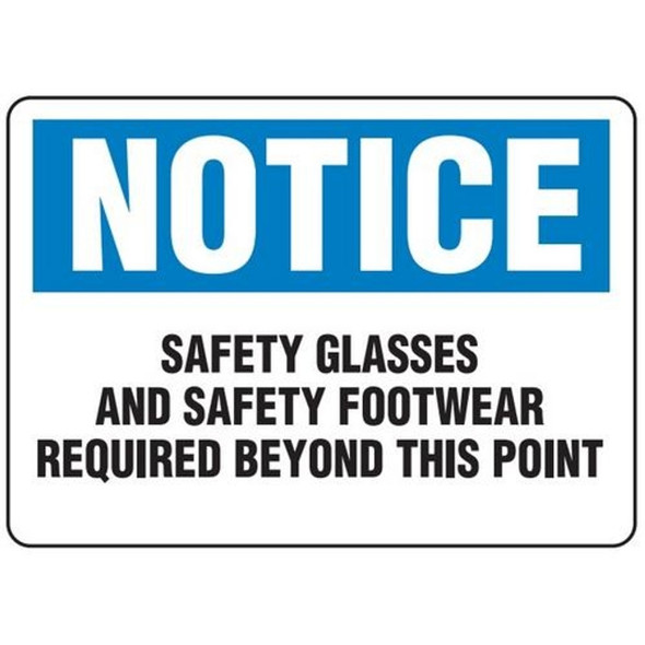 OSHA Safety Sign | Notice Glass Foot Req | INCOM SS4072V, SS4072A, SS4072P, SC4072V, SC4072A, SC4072P, SA4072V, SA4072P
