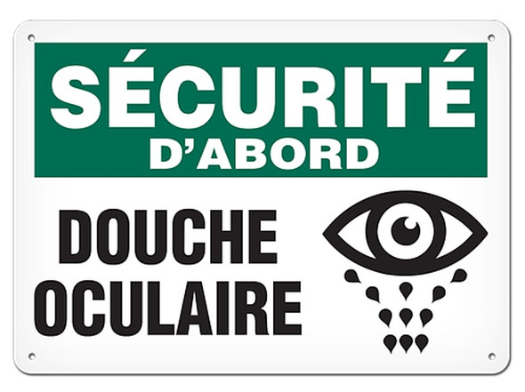OSHA Safety Sign | Securite D'abord Douche Oculaire SSF5004V, SSF5004A, SSF5004P, SCF5004V, SCF5004A, SCF5004P, SAF5004V, SAF5004P