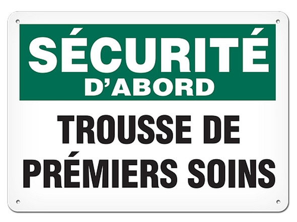 OSHA Safety Sign | Securite D'abord Salle Premiers Soins SSF5000V, SSF5000A, SSF5000P, SCF5000V, SCF5000A, SCF5000P, SAF5000V, SAF5000P