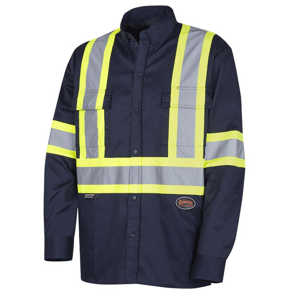Button Work Shirt Poly/Cotton with Reflective Tape | Pioneer 4414 | All Safety