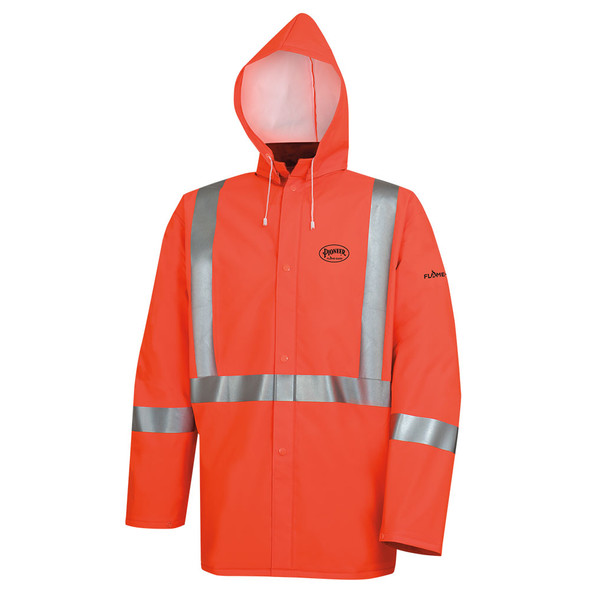 Hi-Viz PVC/Polyester/PVC FR Rain Jacket | Pioneer 576J | All Safety