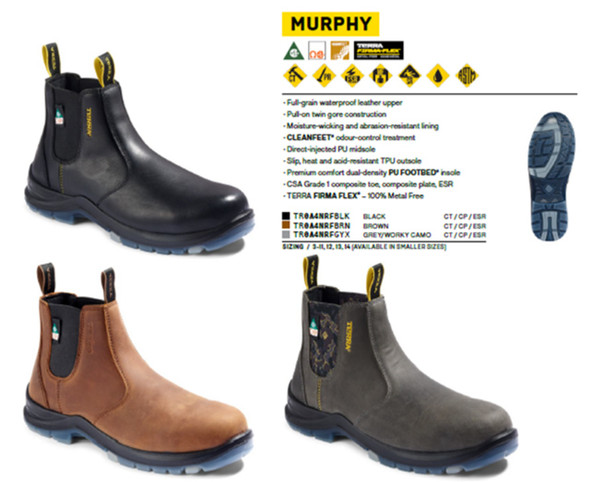 Murphy Slip-On Safety 6" Work Boot | TERRA TR0A4NRFBLK/TR0A4NRFBRN/TR0A4NRGRX
