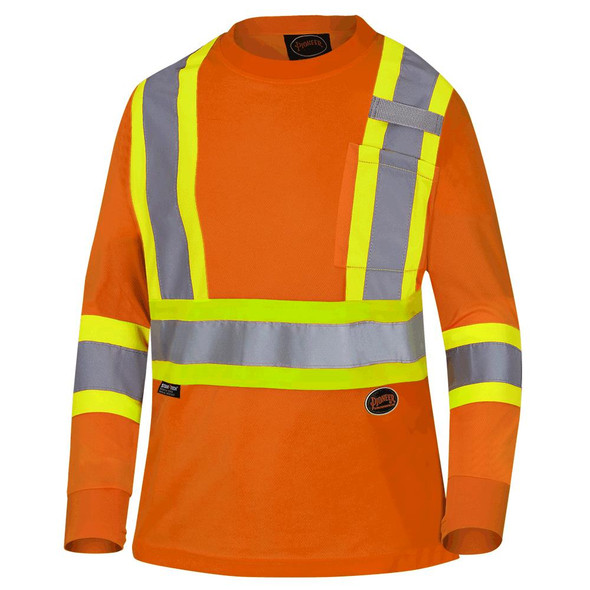 Hi-Viz Polyester Bird's Eye Women's Safety Long-Sleeve T-shirt | Pioneer 6968/6969 | All Safety