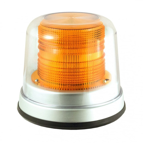 Amber High Profile Fleet LED Beacon Permanent Mount - Dome: Clear, Lens: Amber 200A-12V-A   