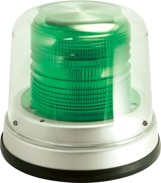 Green High Profile Fleet LED Beacon Permanent Mount - Dome: Clear, Lens: Green 200A-12V-G   