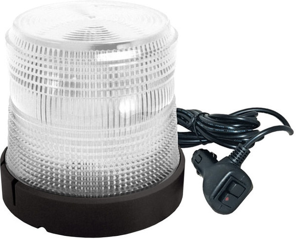 White Low Profile Fleet LED Beacon Magnetic Mount - Lens: Clear - Y Base 201ZM-12V-C   