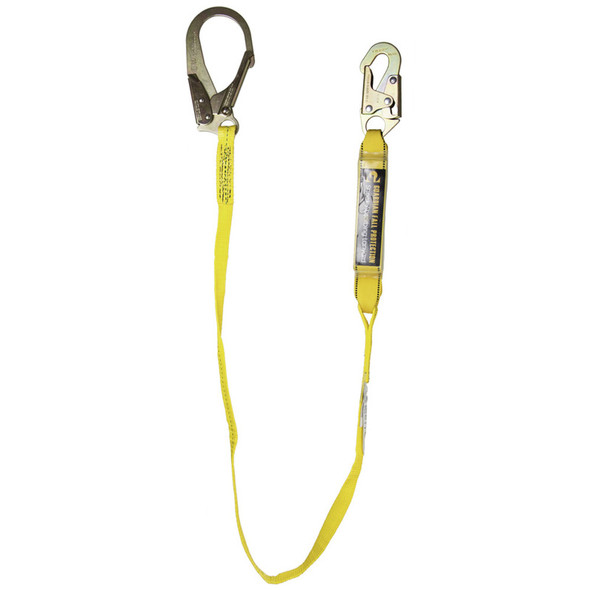 4' External Energy Absorbing Lanyard Single Leg With Steel Snap 2.5" Rebar Hook | Guardian Fall Protection | All Safety 4' External Energy Absorbing Lanyard Single Leg With Steel Snap 2.5" Rebar Hook | Guardian Fall Protection | All Safety