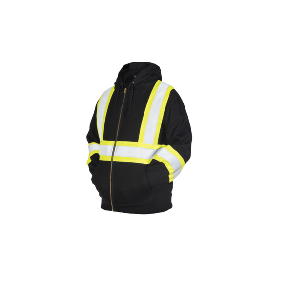 Hi-Viz Black FR Full Zip Hoodie | Detachable Hood