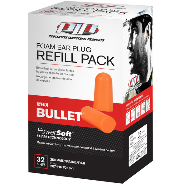 Disposable Soft Polyurethane Foam Ear Plugs - Dispenser Refill Pack 267-HPF210-1-CN