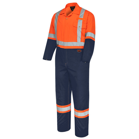 2-Tone Poly/Cotton Safety Coveralls - Orange/Navy | Pioneer 5514BB/5514BBT | All Safety