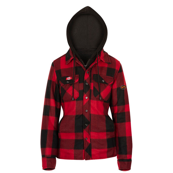 Women's Quilted Polar Fleece Hooded Shirt - Red/Black Plaid | Pioneer 415RBW | All Safety