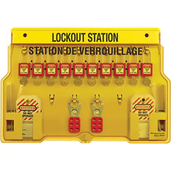 Lockout Station, Aluminum Padlocks, 10-Padlock Capacity | Master Lock 1483BP1106FRC
