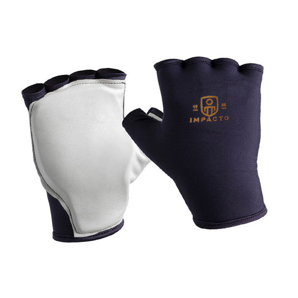 Anti-Impact Glove with Soft Pearl Leather Fabric Cover - Fingerless Style | Impacto | All Safety