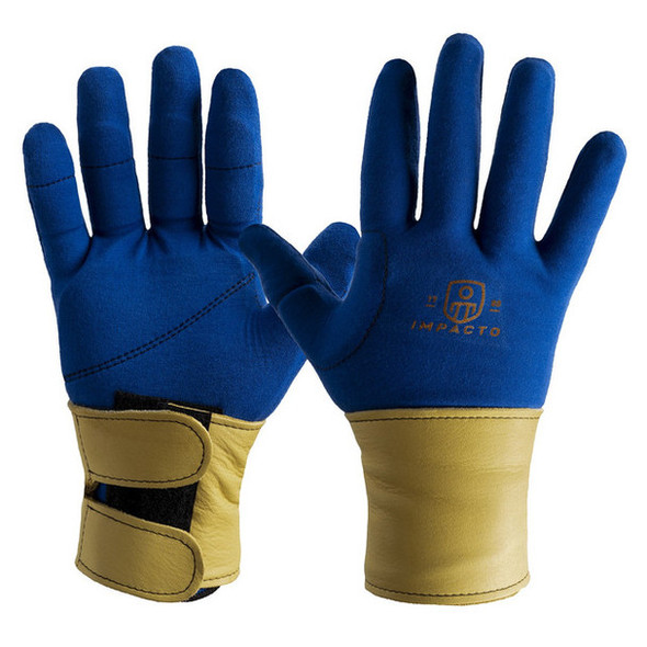 Anti-Impact 4-way Stretch Polycotton Glove with Grain leather Wrist Support - Full Finger Style | Impacto | All Safety