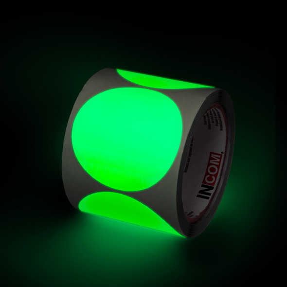 3" Glow-In-The-Dark Circles 100 per roll | Pack of 16 | INCOM GTCL30