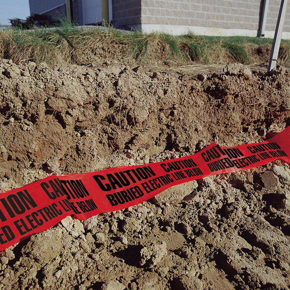 6" CAUTION BURIED OIL LINE BELOW Utility Barrier Tape (Pack of 6 Rolls) | Incom Signs | All Safety