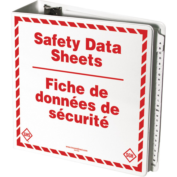 GHS1082 WHMIS English/French Bilingual SDS Storage 3 inch D-Slant Binder with A - Z Dividers | Incom Signs | All Safety