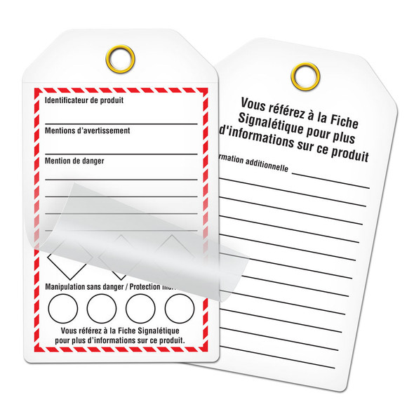GHS1043F GHS French Language Self-Laminating Fillable Template Safety Marking Tags (3.375 in x 5.75 in) | Pack Of 24 | Incom Signs | All Safety